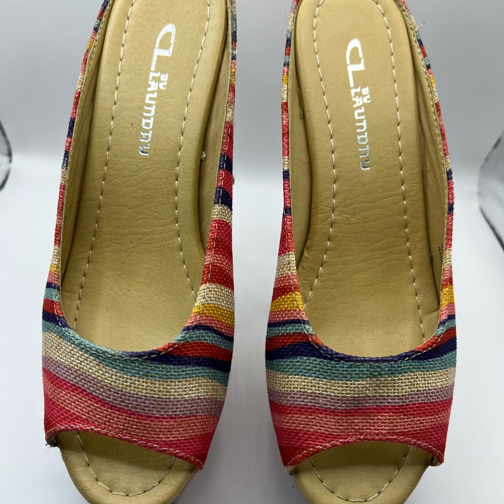 CL by Laundry Multicolor Striped Wedges